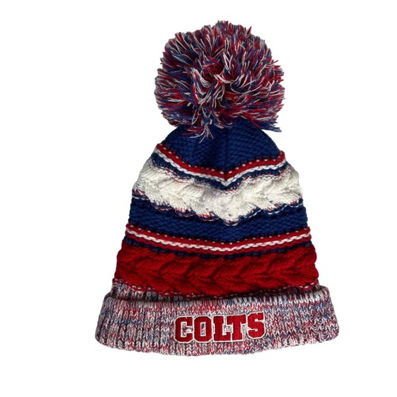 Sport Tek Indianapolis Colts Tobaggan Hat Fanwear Blue Red - Picture 1 of 6